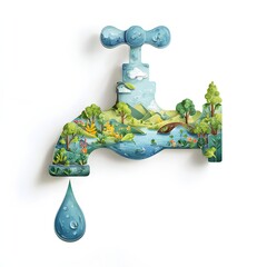 Water conservation awareness artwork professional environmental style