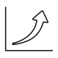 Business growth arrow chart icon showing upward progress, financial success symbol, minimalist analytics graphic