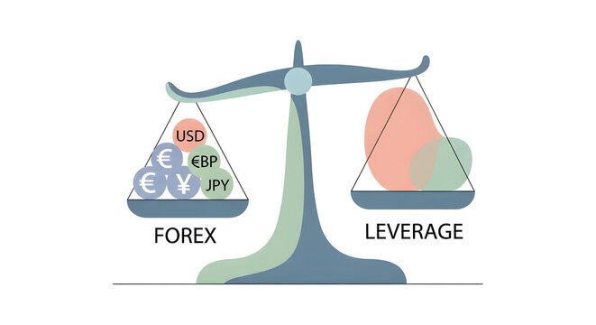 Forex leverage balance scale illustration
