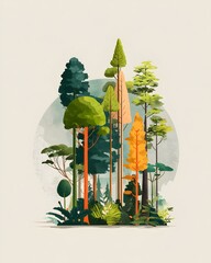 Sustainable forest management illustration modern environmental awareness style