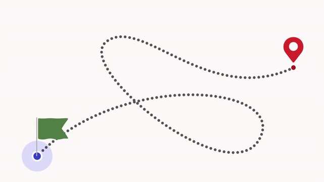 Animated Dotted Path with Location Pins & Goal Flag Animation