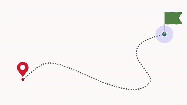 Animated Progress Path with Location Pin, Checkpoint & Animation