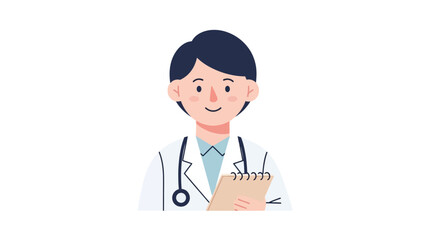 Fototapeta premium illustration of a friendly healthcare professional doctor holding a clipboard in a calm clinical setting