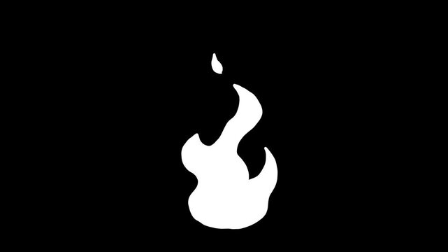 Hand Drawn Animated Fire Scribble, Flame Doodle, Spark Element, Cartoon Fire Effect on Black Background, 2D Motion Graphics, Loop
