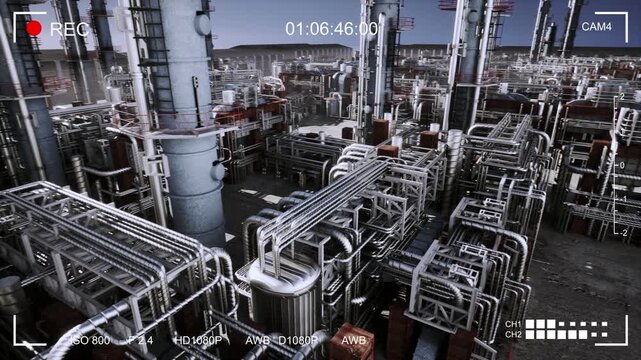 CCTV Monitoring System Video Feed Of Oil Refinery