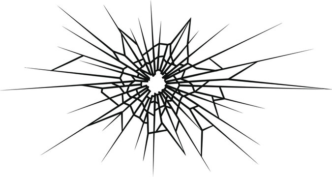 Shattered glass impact vector graphic design.