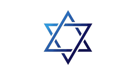 Fototapeta premium A blue gradient Star of David symbol on a white background.