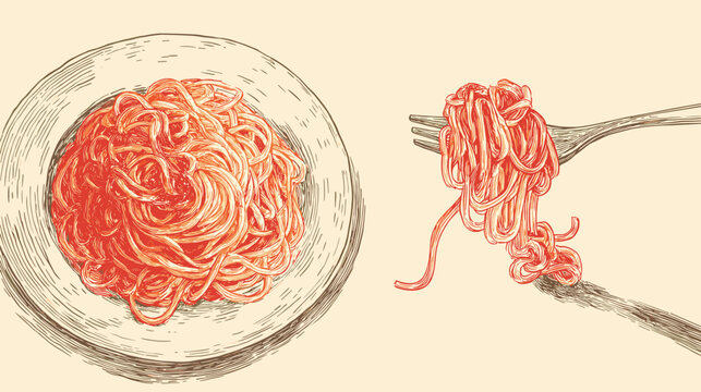 italian pasta vector hand drawn illustration 