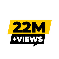 Naklejka premium 22M Views Social Expansion Counter PNG, Platform Growth Badge Graphic, Engagement Boost Label Design, Viral Reach Tag Icon, Viewer Stats Sticker PNG, Digital Trend Symbol