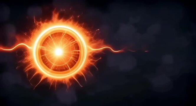 Abstract fire energy ball with lightning effect.4k video.