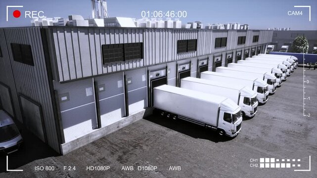 Delivery Warehouse Surveillance Camera System Video Feed