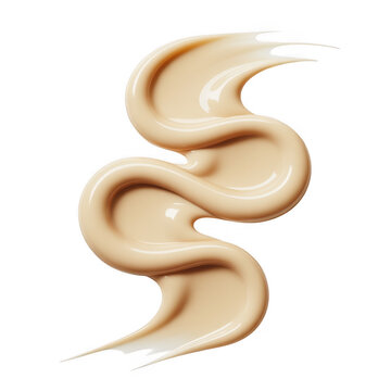 Beige foundation makeup swirl isolated on a transparent background