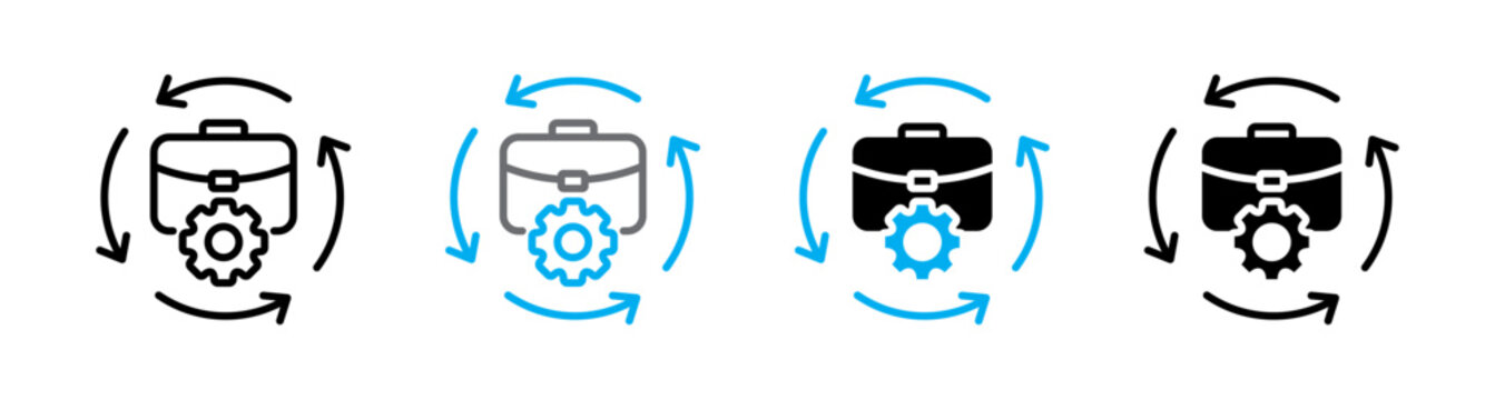 Business Continuity Icon with Briefcase and Corporate Resilience Icon set. Vector Illustration