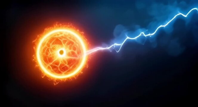 Abstract fire energy ball with lightning effect.4k video.