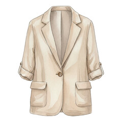 Summer Blazer Watercolor Vector Illustration, Lightweight Smart Casual Fashion Jacket, Modern Minimal Style, Isolated on White Background  © tripsy