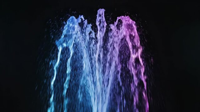 Lit water fountain jets