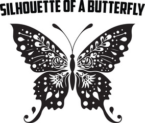 Elegant Butterfly Silhouette Floral Pattern Cut File © Aklima