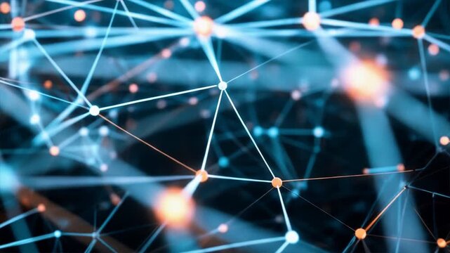 Abstract network connections illustrating data flow with glowing connections in a digital realm.