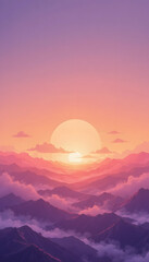 sunset over mountains