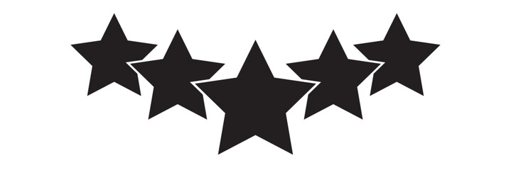 Fototapeta premium Five Star Rating Icon, Flat Style Quality Review Symbol Vector Isolated on White for App, Web and Customer Feedback Design.