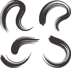 Four black abstract ink brush strokes