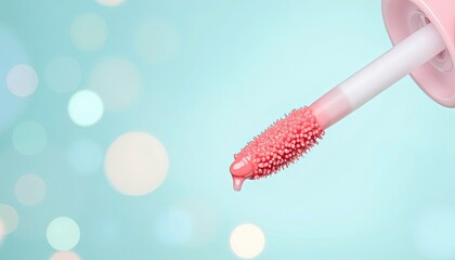Pink lip gloss applicator wand close-up