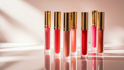 Set of luxury liquid lipsticks with gold caps