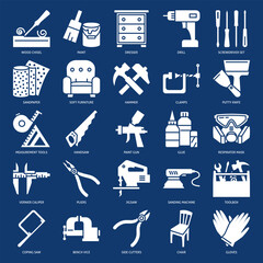 Repair and woodworking tools icon set. Vector illustration