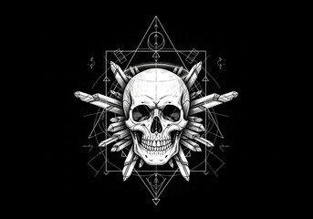 Authority and Order &ndash; Skull with Structured Lines Illustration