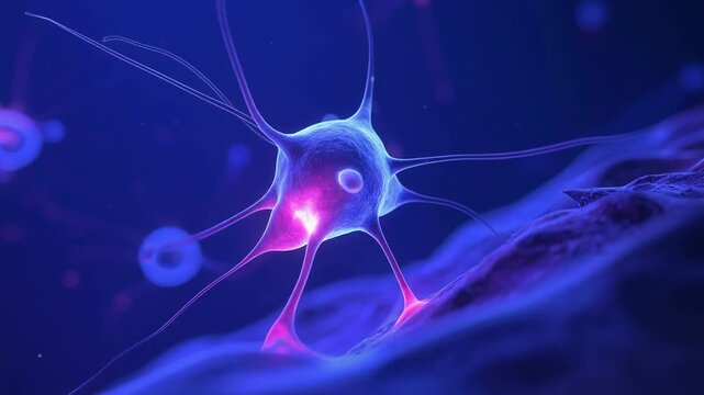 神経細胞のような構造が青く光る未来的な科学イメージ