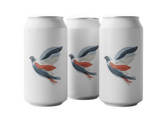 Fototapeta premium Three cans of a popular energy drink with a dynamic red and blue logo