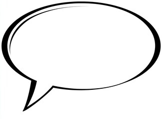 A black and white, empty oval speech bubble, perfect for comics or dialogue