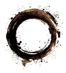 A dark brown, imperfect circle resembling an ink stain on a white background