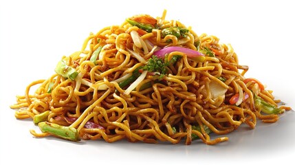 Plain Cooked Noodles Isolated on White Background &ndash; Asian Food Concept