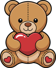 Cute Teddy Bear Valentine&rsquo;s Day Illustration February 14