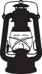 Vintage oil lantern silhouette, retro hurricane lamp vector illustration