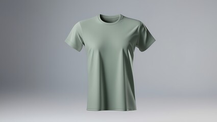 A simple light sage green shortsleeved crew neck tshirt presented on a neutral background