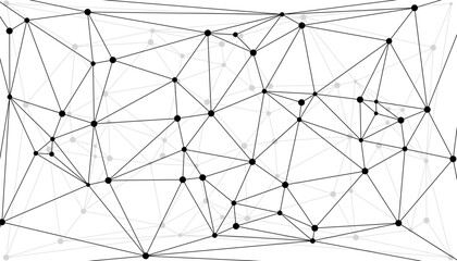 Fototapeta premium Dynamic abstract network mesh background with colorful connected nodes and geometric lines representing digital communication, big data connections, and futuristic technology structure design.