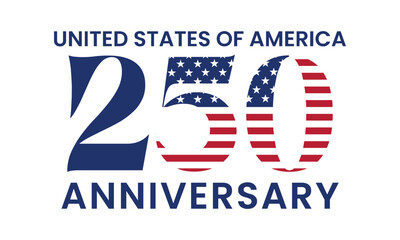 United States of America 250th Anniversary Logo with US Flag vector template