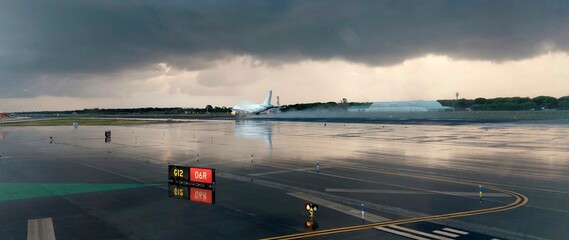 Early morning rain at the airport