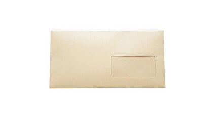 A beige envelope with a flap on a white background