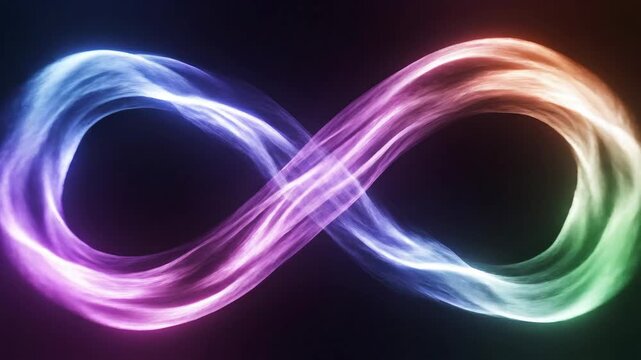 Luminous infinity symbol against a dark backdrop