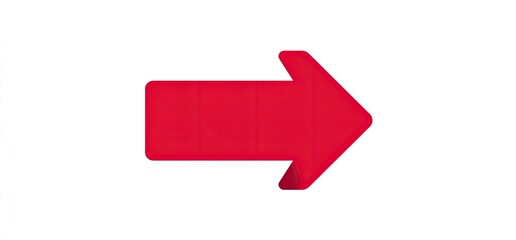 A bold, red, three-dimensional arrow pointing to the right on a clean white background