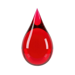 Obraz premium Red blood drop with shiny surface isolated on transparent background