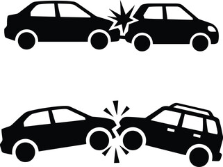 Car Accident, Motor Road Crush Icons