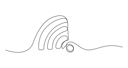Obraz premium signal wifi continuous one line art drawing.Continuous Line Art Wi-Fi Symbol,Continuous Line Drawing of WiFi Signal Icon