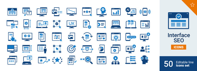 Interface  and seo Basic icons Pixel perfect. design,  tools, control,...	
