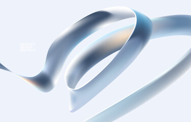 3D monochrome twisted ribbon on white background. Abstract geometric element for posters, banner, covers.