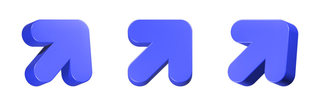 right arrow icon 3d render blue color
