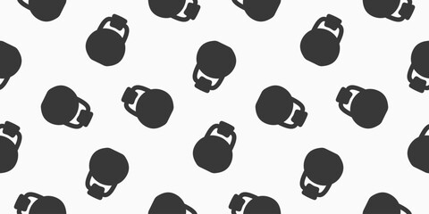 Fototapeta premium kettlebell icon seamless pattern. gym equipment seamless pattern. kettlebell in monochrome style. ideal for sports designs packaging apparel and fitness branding